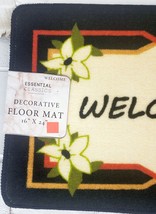 Printed Nylon Accent Rug (Nonskid Back) (16&quot; X 24&quot;) Magnolia Flowers,Welcome,Ehf - £11.93 GBP