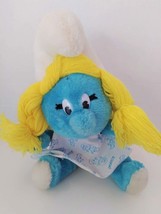 1981 Peyo  Smurfette  Smurf Plush Blue White Stuffed Smurfs The Movie Soft Doll  - £27.96 GBP