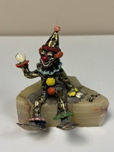 Vintage Ron Lee Brass Clown Sitting On Onyx Bass Figurine 1982 - $59.39