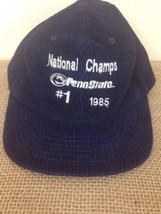 Penn State Nitany Lions #1 National Champs Blue Corduroy Vtg 1985 Baseball Cap - £15.50 GBP