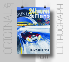 Vintage 1958, Mint 11 x 15 Litho Poster, 24 Hours of Le Mans, by Michel Beligond - £1,838.25 GBP