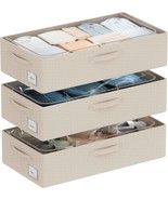 3Pcs Under Bed Storage Bins With Metal Frame - Shoe, Beige, 23.5X11.8X6.3 - $50.92