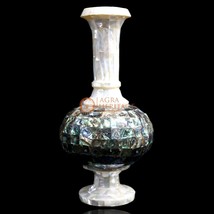 Modern Art Floral Lidded Vase Pauashell Mosaic Art Living Decor Centerpiece Gift - £350.57 GBP