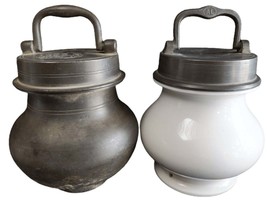 Antique French pewter Sustenteur Medical Apothecary Jars for Sterilization - £257.19 GBP