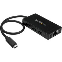 StarTech.com 3 Port USB C Hub with Ethernet - USB-C to 3X USB-A w/Power Adapter  - £52.44 GBP