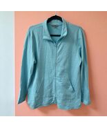 T by Talbots Jacket Women’s Size L Aqua Light Blue Zip Collared SPF 50+ ... - $34.61 CAD