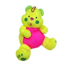 8&quot; Vintage Stuffins Nylon Yellow + Pink Teddy Bear Stuffed Animal Plush Toy - £37.20 GBP