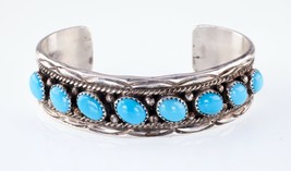 Dorothy Secatero Vintage Navajo Sterling Silver Turquoise Cuff Bracelet - £247.03 GBP