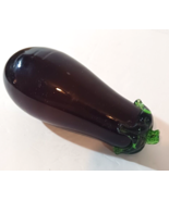 Vintage EGGPLANT ART GLASS Hand Blown Vegetable Aubergine Dark Purple 6&quot; - $7.88