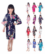 Children Kids Satin Silk Robe Kimono Bridal Bridesmaid Night Dress Gown ... - $5.45 CAD