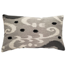 Indah Ikat Gray 12x20 Throw Pillow, Complete with Pillow Insert - £33.71 GBP
