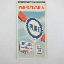 Vintage 1960s Pennsylvania Pure Firebird Gasoline Road Map &amp; Sightseeing Guide - £7.82 GBP