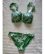 Gottex Profile Two-Piece Swimsuit Bikini green Floral Ruffle SZ 8 BRA 34... - $84.50