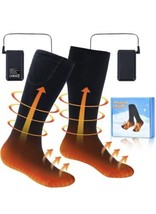 Electric Heated Socks Winter Thermal Warm Rechargeable Battery Skiing Hunting US - £15.49 GBP