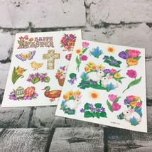 Vintage American Greetings Stickers Easter Bunnies Flowers Lot Of 2 Sheets - £9.34 GBP