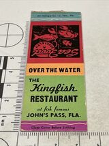 No Strike Matchbook Cover  The Kingfish Restaurant John’s Pass, FL gmg - $10.40