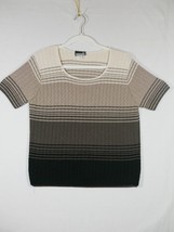 Vintage Stagelight Knit Striped Brown Gray Black Blouse Size Large - £7.82 GBP
