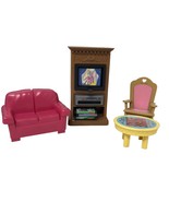 VTG Fisher Price Loving Family Living Room Lot TV VCR Couch Chair Checkers - £54.17 GBP