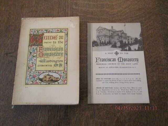 Guide To The Franciscan Monastery Washington DC 1934 5th Ed. + Pamphlet PB - $19.79