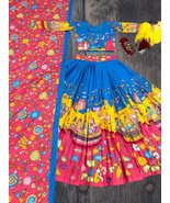 Full Sleeve Kalamkari Cotton Lehenga With Choli Georgette Dupatta - $100.00