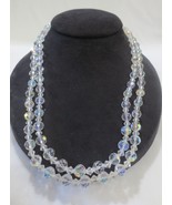 Vtg Aurora Borealis AB 2 Strand Czech Crystal Glass Faceted Bead  Necklace - £62.76 GBP