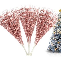 18 Pack Artificial Glitter Berry Stem Ornaments 15.7In Decorative Christmas Pick - £22.36 GBP