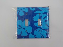 SUNSET BEACH TRADERS LIGHT SWITCH 2 OPENINGS COVER VIBRANT BLUE HIBISCUS... - $14.99