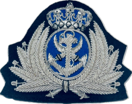 JORDAN NAVY OFFICER SILVER CAP HAT BADGE NEW HAND EMBROIDERED SHIP WORDWIDE - $22.00