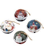 Christmas Jingle Bell Hanging Ornament Set of 4, 3X2.5 Inch Rustic Chris... - £15.33 GBP