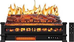 Electric Fireplace Logs, Eternal Flame 26&quot; Remote Control Fireplace Inse... - $259.99