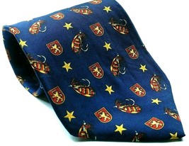 Tommy Hilfiger Fishing Lure Coat Of Arms Crest Stars Silk Necktie - $13.02
