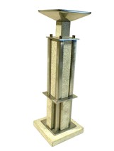 Candleholder Pillar Candles Modern Stone an Metal Architectural Geometri... - £35.24 GBP