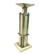 Candleholder Pillar Candles Modern Stone an Metal Architectural Geometri... - £35.70 GBP