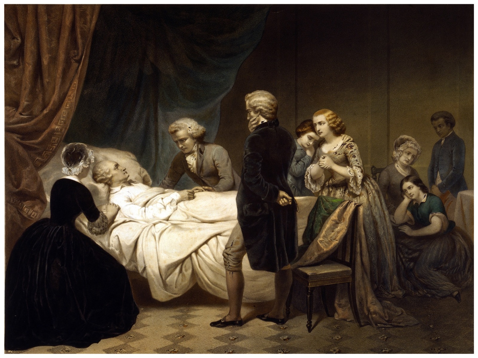 4424.Man in death bed.people surround him mourning.POSTER.decor Home ...
