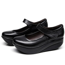 Casual Wedges Women Pumps Black Height Increase Platform Swing Shoes Round Toe M - £58.84 GBP