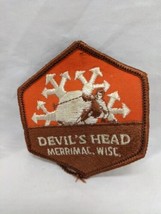 Vintage Devils Head Merrimac Wisconsin Embroidered Iron On Hexagon Patch 3&quot; - $24.75