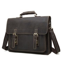 Crazy horse leather laptop bags for men genuine leather laptop messenger bag - £148.76 GBP