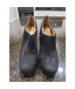 Merona Ankle Stiletto Heel Bootie Women&#39;s Size 8 Black Suede Leather Sid... - $27.72