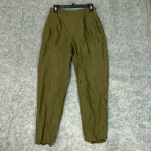 Eddie Bauer AKA Womens Pants 8 Olive Green Linen Blend Taper Side Zip Trouser - $44.98