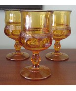 3 Vintage Indiana Glass Kings Crown Thumbprint Amber Wine Water Goblets ... - £12.63 GBP