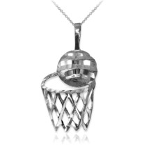 Sterling Silver Basketball Hoop DC Pendant Necklace - £15.43 GBP+