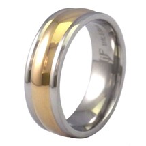 Traditional Wedding Ring Gold PVD Plated Stainless Steel Band 7mm Comfort Fit - £7.98 GBP