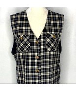Vintage Donna Ricco Wool Pinafore Vest Dress 8 Black White Check Pockets... - £33.36 GBP