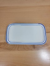 VINTAGE White BLUE Banded Trinket Tray Butter Dish Under plate Country C... - £11.76 GBP