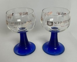 Vintage Schmitt Sohne Cobalt Beehive Stem Wine Glasses West Germany 5” Lot Of 2 - £13.44 GBP