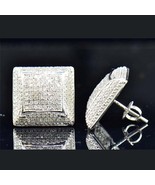 1 Ctw D/FL Brilliant Moissanite 14K White Gold Plated Square Stud Earrings - €80,03 EUR