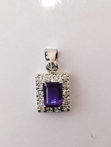 Beautiful natural amethyst With zircon Pendant in 925 sterling silver - £53.50 GBP