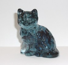 Mosser Glass Midnight Blue Purple Persian Cat Kitten Figurine 1 - £17.01 GBP