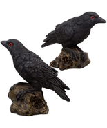 2PCS Resin Fake Crow Raven Statue Black Bird Model Halloween Decor Crow ... - $15.13