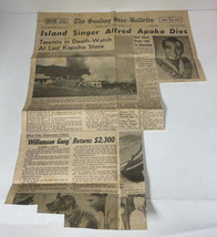 Star-Bulletin Alfred Apaka Dies Honolulu Star-Bulletin January 31 1960 A... - £6.27 GBP